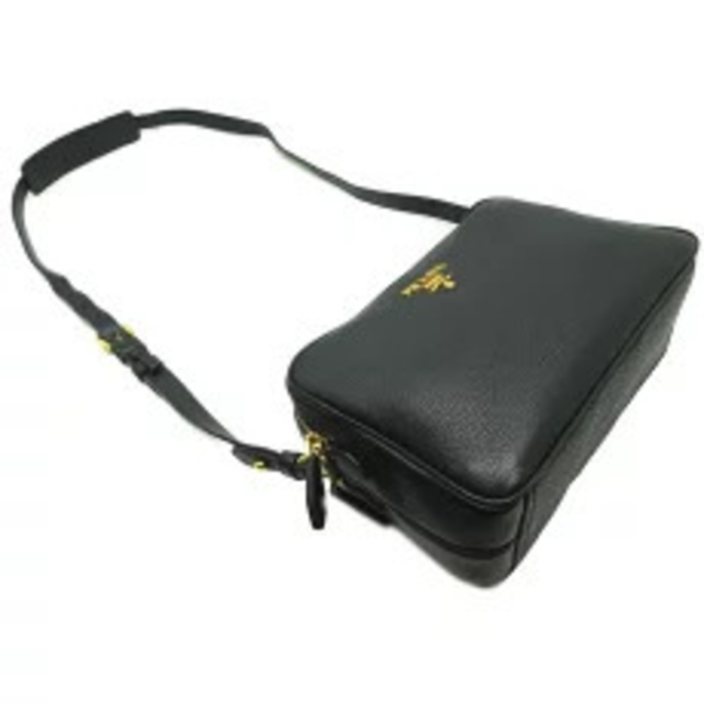 Prada Double Zip Shoulder Bag Leather Nero Black - Picture 3 of 10